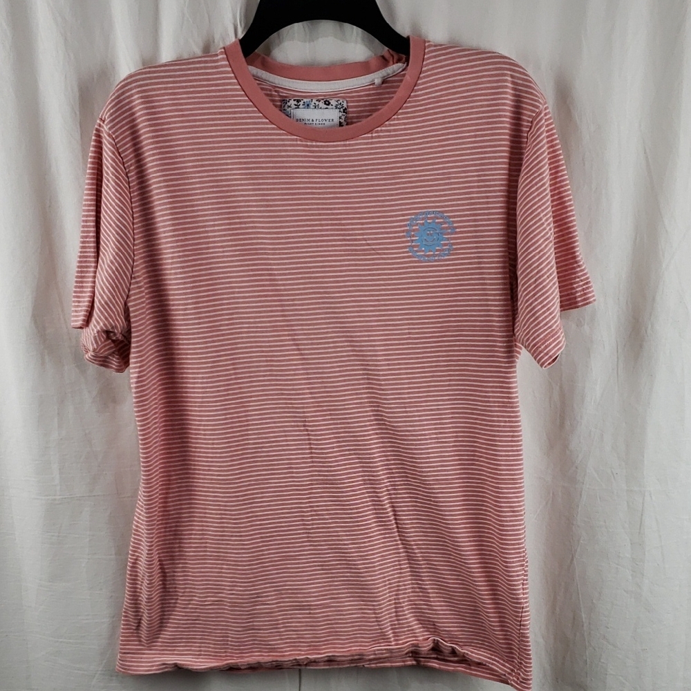 Denim & Flower Ricky Singh Pink & White Striped T-shirt